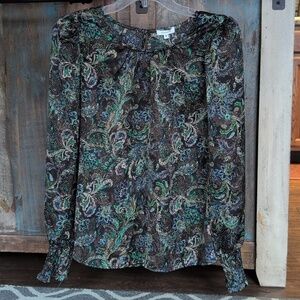 Anthropologie Pleione Paisley Puff Sleeve Danity Boho Blouse - Women's Medium